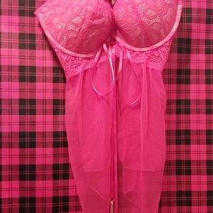 Red Victoria's Secret sheer padded babydoll with accents size 36C